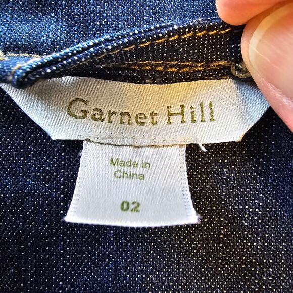Garnet Hill Denim Jacket Women's 2 Blue Dark Wash Fading Classic Coastal - Picture 5 of 10